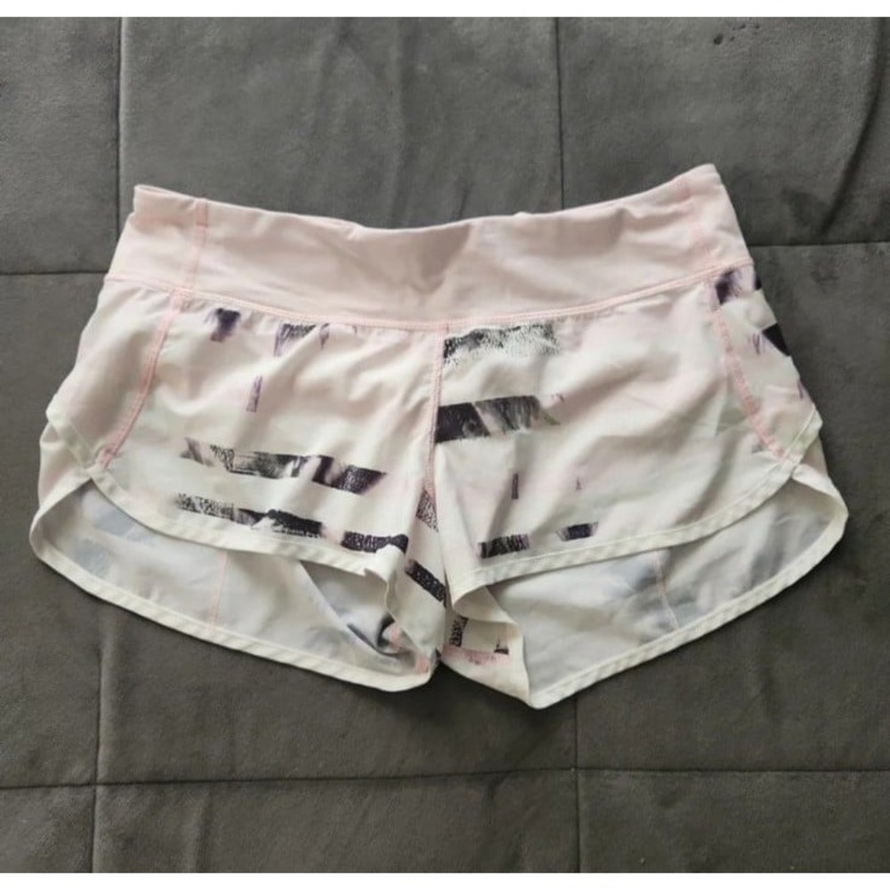 Lululemon Speed Short Parallel Stripe Pink Shell Running Shorts Size 8 - Picture 4 of 7